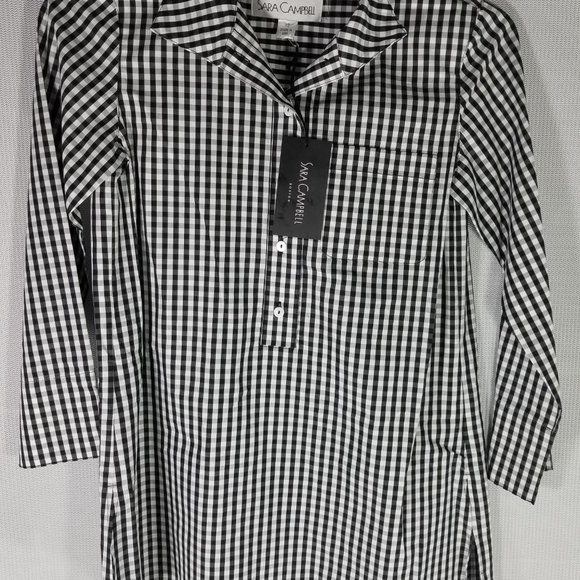Sara Campbell XS Black White Collared Striped Button Down Tunic Dress Shirt NWT - Picture 2 of 8